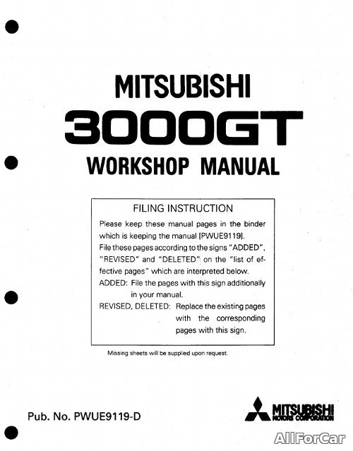 Workshop Manual Mitsubishi 3000GT